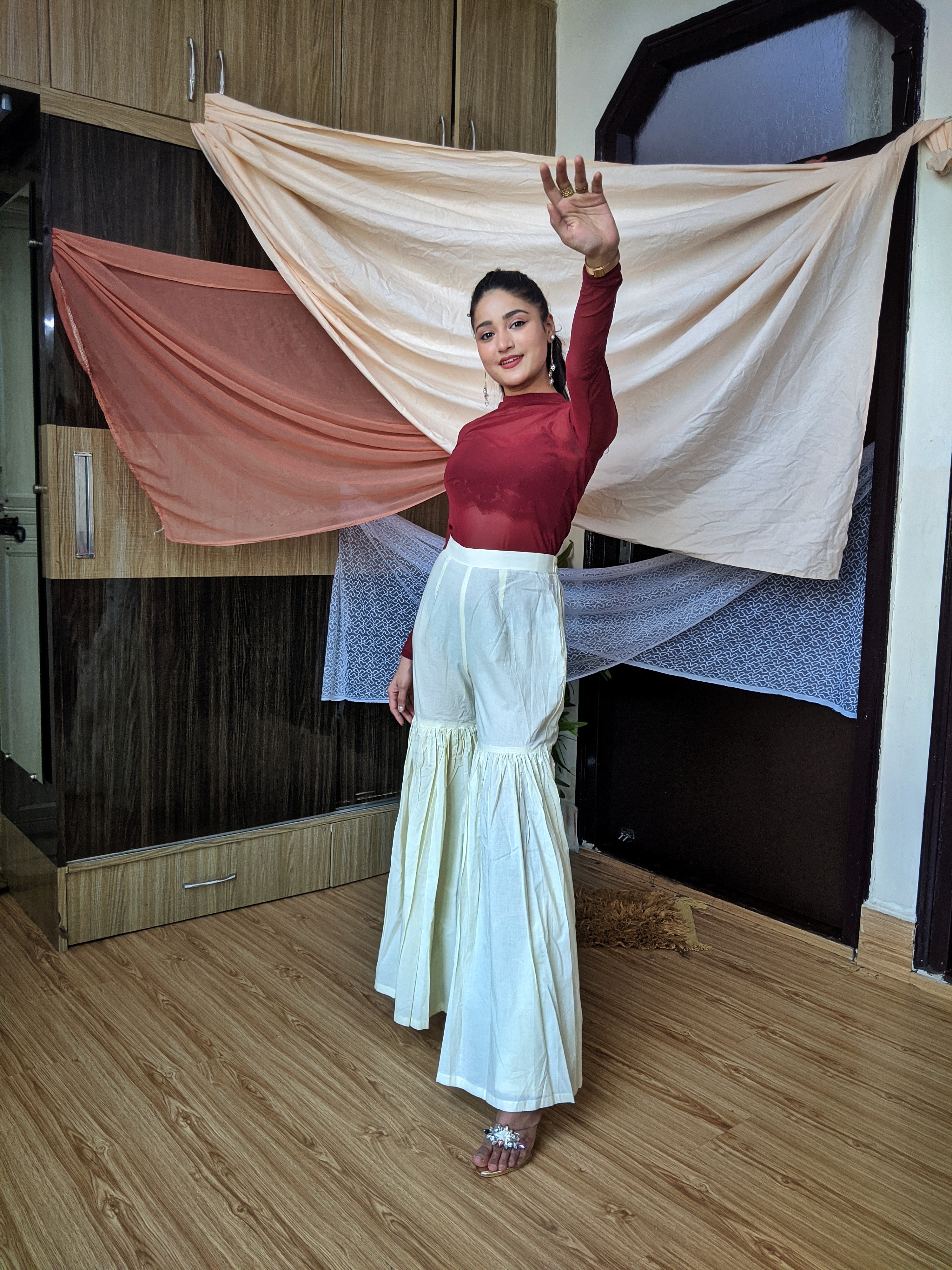 Likha Sharara Set : Buy Likha Gulfam Off White Dori Work Anarkali Kurta,  Sharara & Dupatta (Set of 3) Online|Nykaa Fashion